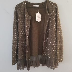 Altar'd State polka dot sweater with lace trim